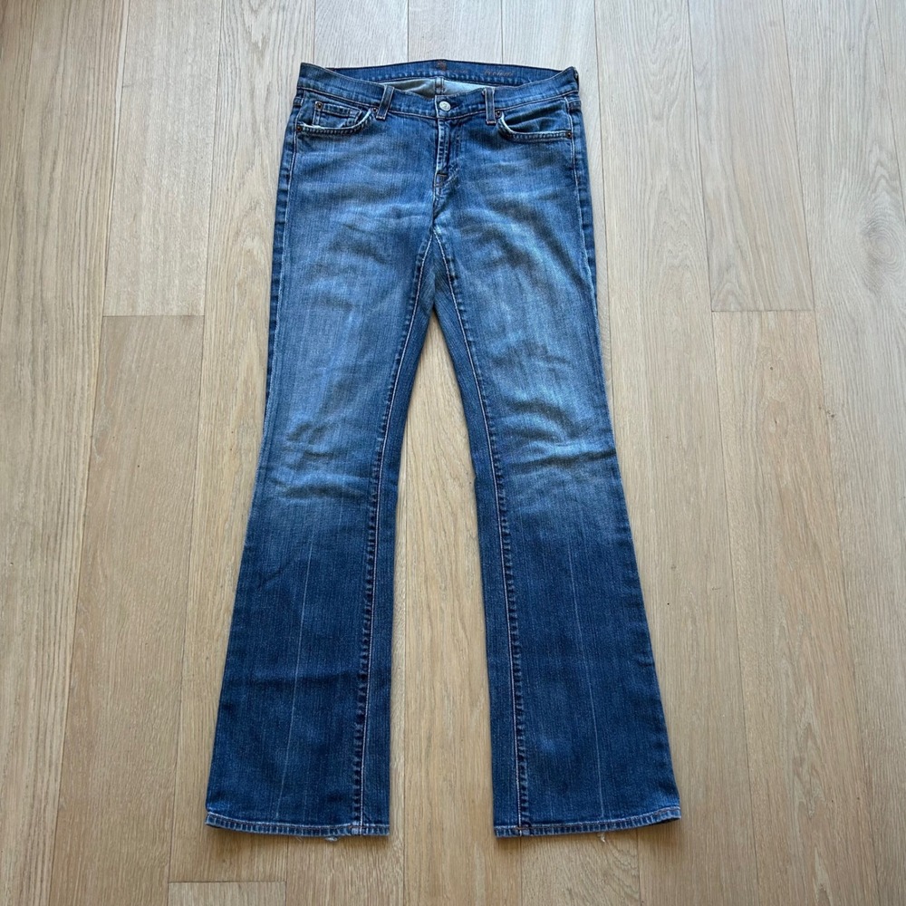 Made‎ in USA 7 For All Mankind Bootcut Jeans Distressed Y2K 29 Stretch Upcycled